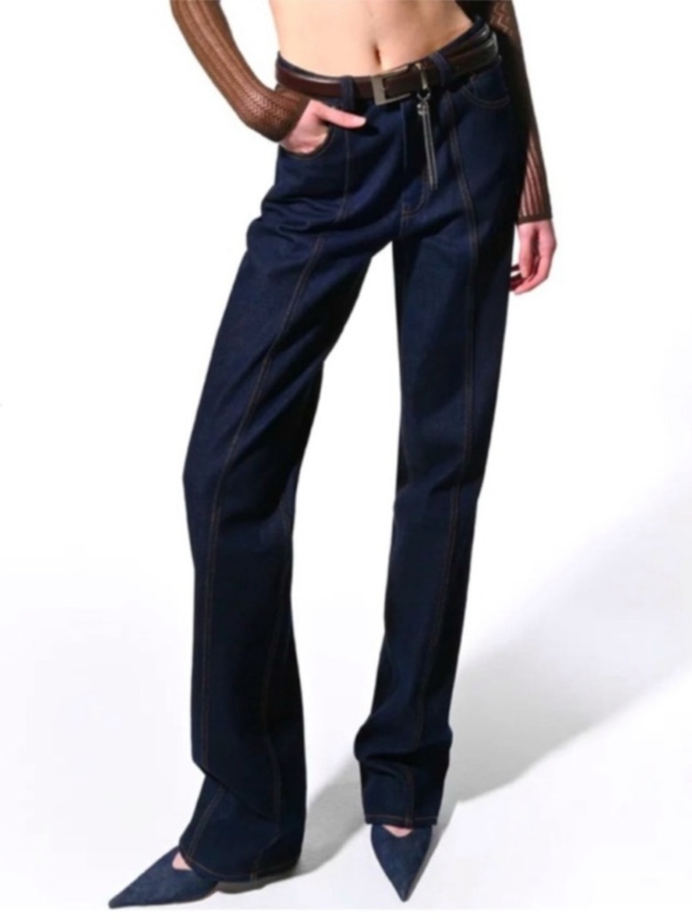 Materiel Tbilisi Sz 10 Denim Stitched Jeans Dark Wash Blue New Without Tags